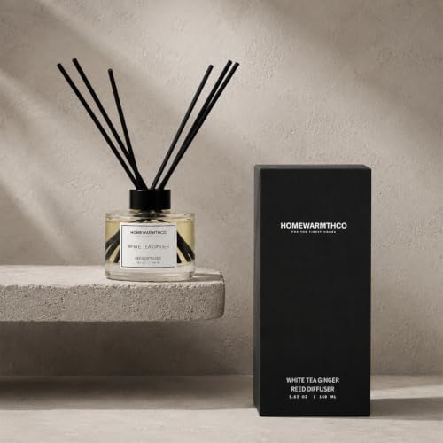 White Tea Reed Diffuser Set - Luxury Fragrance Reed Diffusers for Home. Office, Bathroom, Kitchen and Home Decor - Long-Lasting Scent with Non-Toxic Oils (5.63 oz, 160ml)