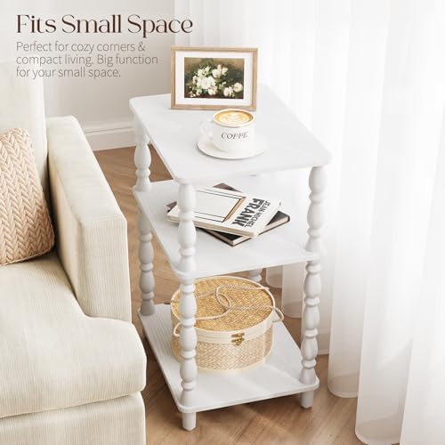 Yoobure Small Side Table - White End Tables Living Room with Spindle Legs