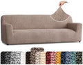 PAULATO Premium Stretch Couch Covers for Sofa - Sofa Chair Cover Washable, Dogs & Pets Friendly - Elastic Polyester Loveseat Slipcovers - Non-Slip Love Seat Couch Covers - Soft Taupe (86"-120" Wide)