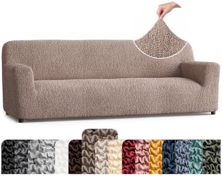 PAULATO Premium Stretch Couch Covers for Sofa - Sofa Chair Cover Washable, Dogs & Pets Friendly - Elastic Polyester Loveseat Slipcovers - Non-Slip Love Seat Couch Covers - Soft Taupe (86"-120" Wide)