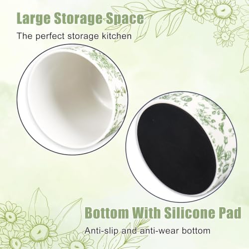 JarThenaAMCS Green Chinoiserie Floral Ceramic Utensil Holder Vintage Flower Butterfly Utensil Crock for Home Kitchen Countertop Storage Organizer Container
