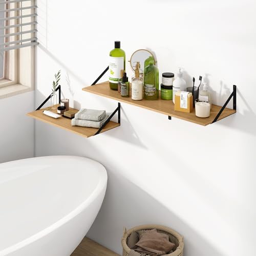 Heimlove 36W x 12D Deep Floating Shelves Set of 2 Oak