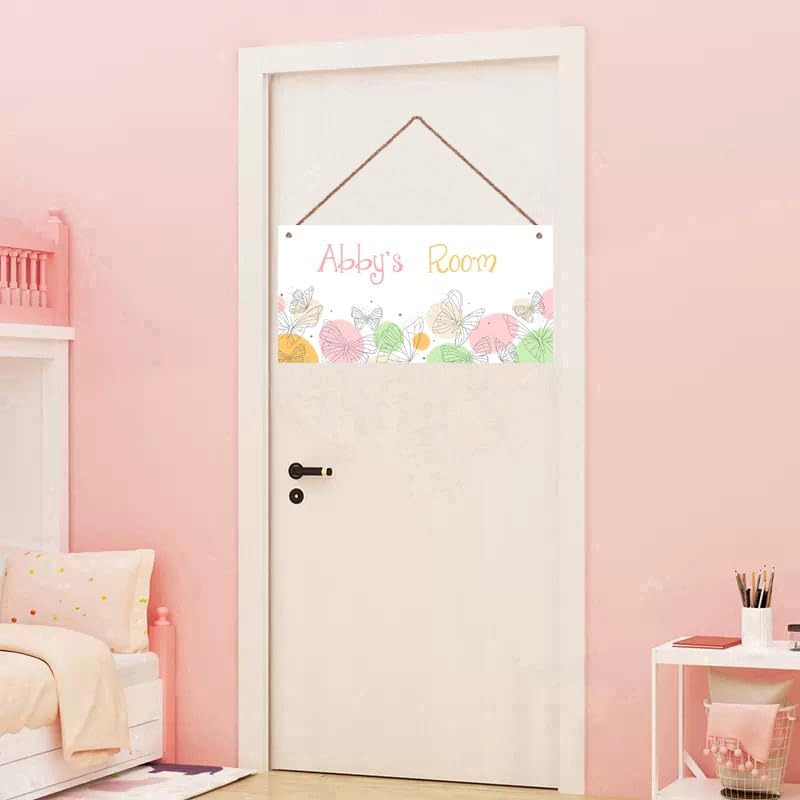 Personalized Butterfly Sign Fantasy Art Décor For Kids Room Custom Name Door Wall Decor, Floral Nursery Art Boys Room Girls Bedroom