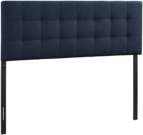 Modway Lily Tufted Linen Fabric Upholstered Queen Headboard in Navy
