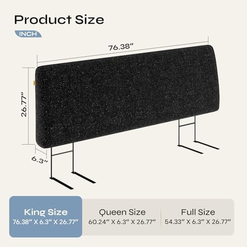 Pinmoco 4.7" Upholstered Headboard for King Size Bed, Height Adjustable and Ergonomic Headboard, Easy Assemble, Sturdy and Durable, Starry Night Black