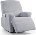 KinCam Recliner Covers, Stretch Reclining Chair Covers, Recliner Sofa Slipcovers Stripe Jacquard Recliner Couch Covers Furniture Protector Covers for Pet Kid (1 Seater, Silver Gray)