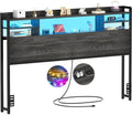 Aheaplus Headboard for Queen Size Bed with Storage, Black Oak