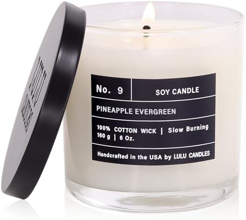 Lulu Candles | Pineapple Evergreen | Luxury Scented Soy Jar Candle | Hand Poured in The USA | Highly Scented & Long Lasting (6 Oz.)