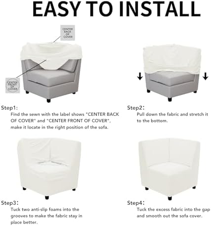 Easy-Going Stretch Soft Sectional Corner Sofa Couch Slipcover Cream