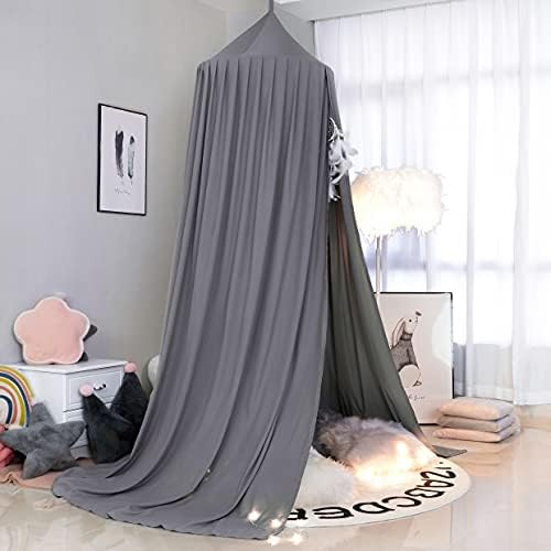 Kids Bed Canopy for Crib - Girls Nursery Canopy Hanging, Blocks Light, Dark Gray