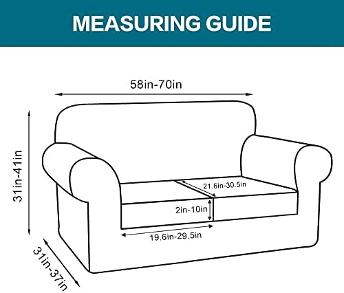 Turquoize 3 Piece Sofa Covers for 2 Cushion Couch Sofa Slipcover Soft Couch Cover for Dogs-Washable Sofa Furniture Covers with 2 Individual Cushion Covers, Jacquard Fabric (Loveseat, Loden Frost)