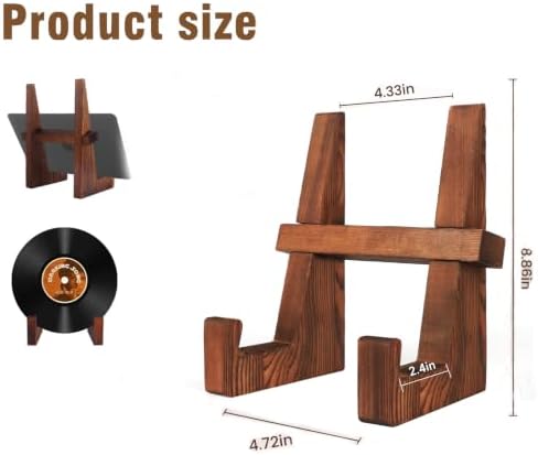 DEBETOOL 8.8" Wooden Cookbook Stand for Kitchen Counter, Rustic Brown