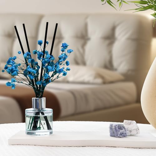 Freesia Reed Diffuser Set, 1.7 oz Scent Diffuser with Dried Flower