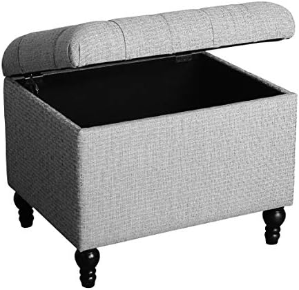 Spatial Order 24" Button Tufted Storage Ottoman - Pewter Gray