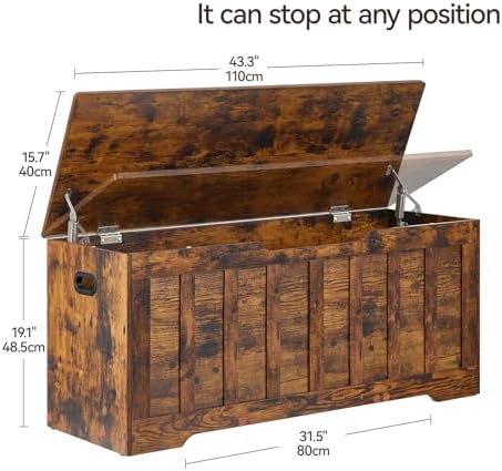 VANKILEY 43.3" Storage Chest Extra Large, Storage Bench.(Rustic Brown)