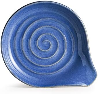 Spoon Rest, Large Ceramic Spoon Holder for Stove Top, Heat-Resistant Cooking Spoon Rest for Kitchen Counter Decor, 5 Inches, Blue