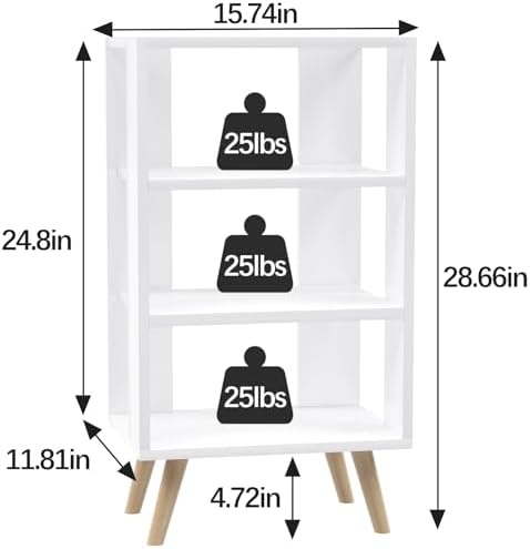 Aenuert Night Stand, White Nightstand, Modern End Table with Open Storage, 3-Tier Wooden Bedside Table for Small Space, Living Room, Bedroom