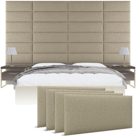 Vänt Wall Mounted Headboard Panels, Queen/Full, Boucle Beige