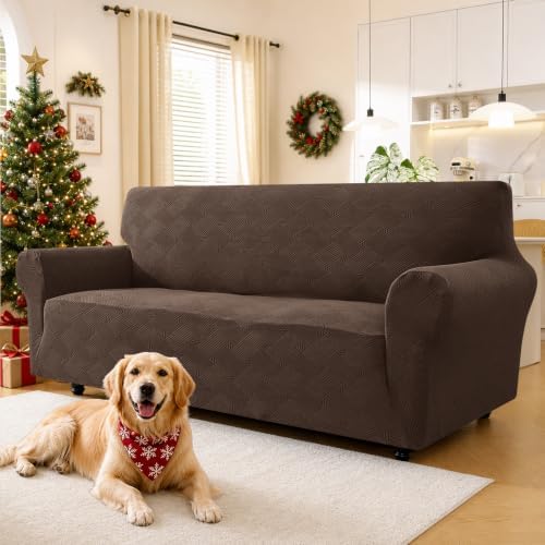 XINEAGE Loveseat Slipcover Pet Friendly, Stretch Couch Cover,Coffee