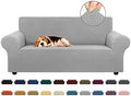 KEKUOU Stretch Loveseat Couch Cover, 2 Cushion Couch Slipcover,Silver