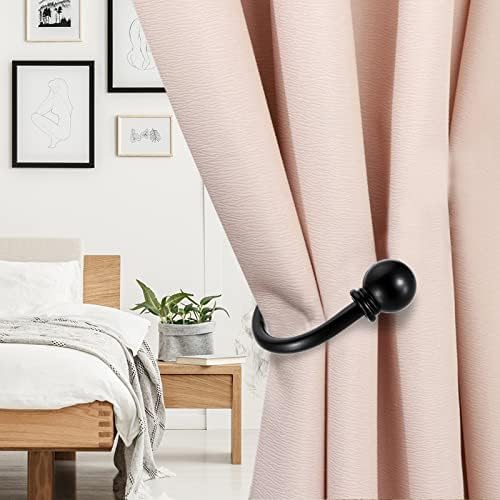 Sumnacon Curtain Holdbacks 2 Pcs Wall Mounted Curtain Tiebacks, Black