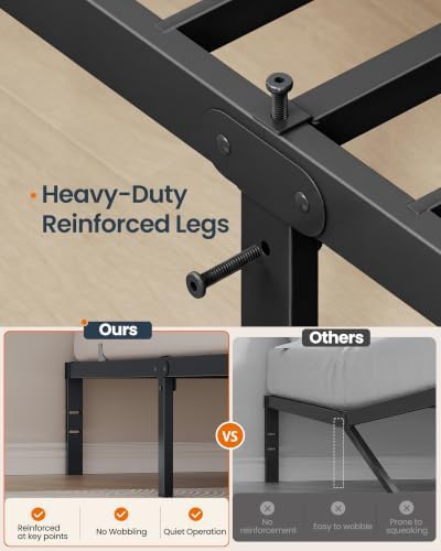 SONGMICS HOME Queen Metal Bed Frame, Under-Bed Storage, Load 1,100 lb