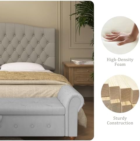 Furpopup Linen Queen Size Headboard Only, Upholstered Wall Mount, Linen
