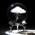 3D Lightning Cloud Crystal Decorative Ball Paperweight with Stand,60mm