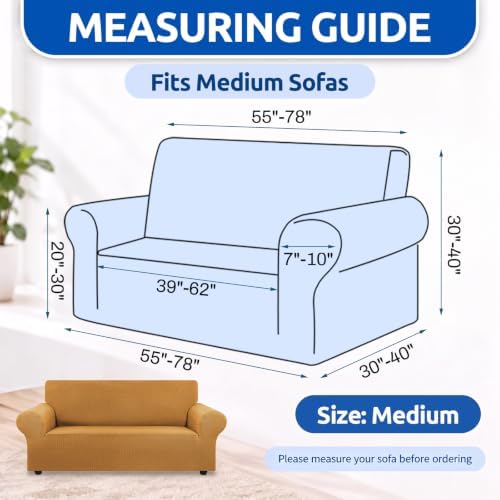 KEKUOU Stretch Loveseat Couch Cover, 2 Cushion Couch Slipcover,Golden