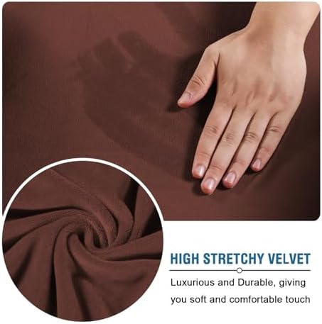 H.VERSAILTEX Real Velvet Plush 3 Piece Stretch Sofa Covers Couch Covers for 2 Cushion Couch Sofa Slipcovers Width Up to 90 Inch Feature Thick Soft Stay in Place (Sofa, Burnt Brick)