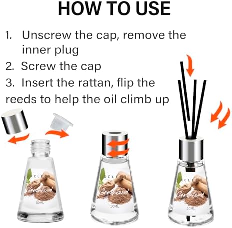 Xcleen Reed Diffuser of 3 Pack, Escape/Citrus/Sandalwood, Scented Diffuser with 15 Fiber Sticks, Home Fragrance Oil Diffuser, Air Freshener for Bathroom & Bedroom, Each 1.7Fl Oz, Total 5.1Oz