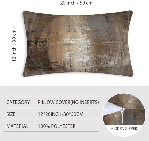 Throw Pillow Covers for Couch, 20x12 Inch, Set of 2, Taupe