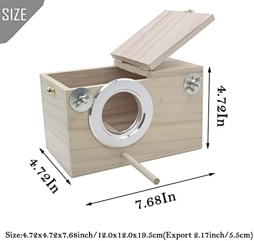 PINVNBY Parakeet Nesting Box Bird House Wood Breeding Box Parrots Mating Box for Lovebirds Budgie Finch Cockatoo Canary and Medium-Sized Birds(S)