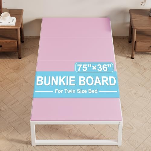 Lutown-Teen Bunkie Board Twin High-Density Polymer Bed Support, Pink