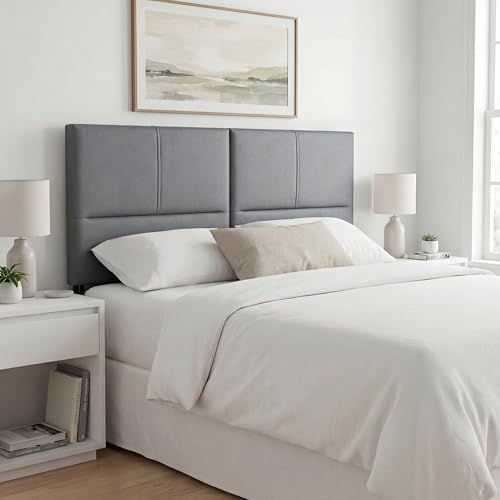 HAOBO Home Upholstered King Headboard Only, Modern Faux Leather Panel Gray