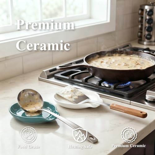 LarqeeWare Ceramic Spoon Rest for Stove Top, Modern Kitchen Counter Holder
