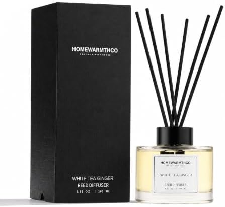 White Tea Reed Diffuser Set - Luxury Fragrance Reed Diffusers for Home. Office, Bathroom, Kitchen and Home Decor - Long-Lasting Scent with Non-Toxic Oils (5.63 oz, 160ml)