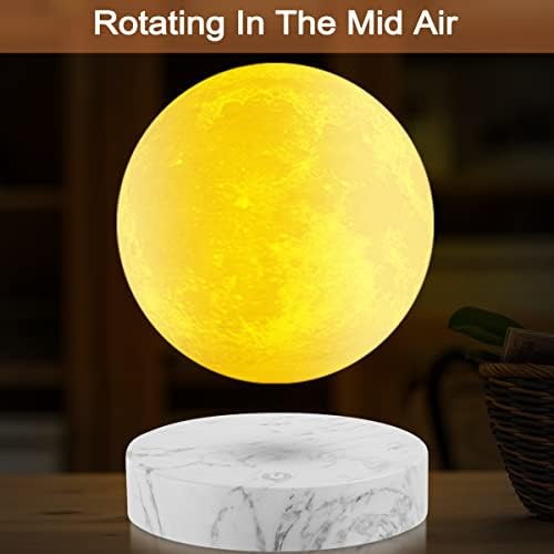 UVEHAS Floating Moon Lamp - Levitating Moon Light Touch Control 3 Colors LED Magnetic Levitation Spinning 3D Printing Lunar Night Light Desk Decorative Lamp for Room Decor Creative Gifts