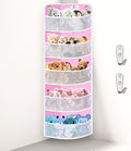 Soft Corner Shelf 5 Tiers | Safe Hanging Organizer | Child-Friendly Wall Mount Storage | for Sundries, Toys, Stuffed Animals, Diapers | for Pantry Closet Bedroom Nursery Organization Pink