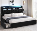 Jocoevol King Size Bed Frame with 2 Storage Drawers & Hidden Headboard