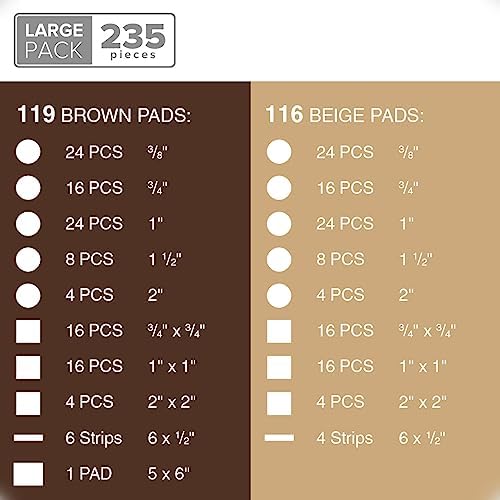 235 pcs Felt Furniture Pads Brown & Beige X-Protector! for Hardwood Floors