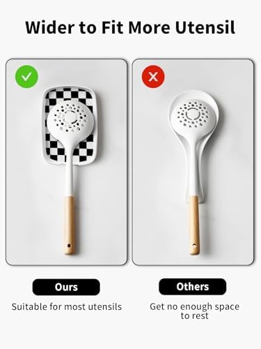 ABRUTY Spoon Rest for Stove Top, Ceramic Spoon Holder for Counter, Modern Farmhouse Decor Accessories for Spatula, Spoons or Tongs