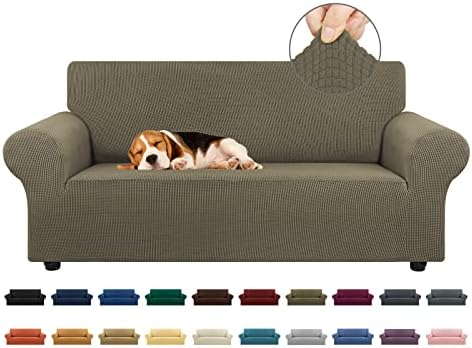 KEKUOU Stretch Loveseat Couch Cover, 2 Cushion Couch Slipcover,Khaki