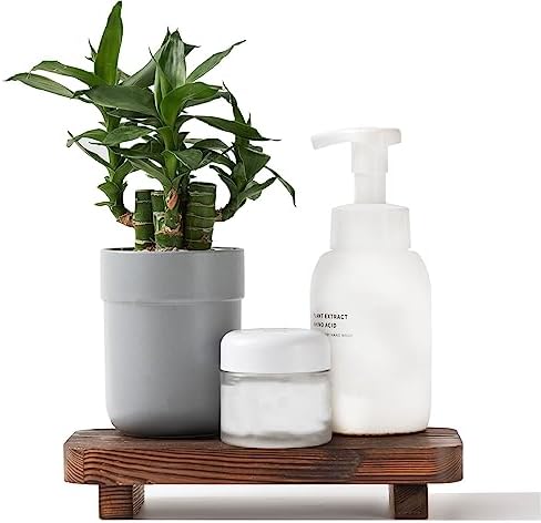 FLYIEE Wood Risers for Decor Display, Bathroom Counter Sink Decor, Dish Soap Tray Wood Tray for Kitchen Counter, Small Wooden Soap Stand, Wood Soap Pedestal, Soap Dispenser Stand Modern Farmhouse
