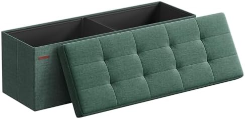 SONGMICS 43.3 Inches Folding Storage Ottoman Bench, Load 660 lb