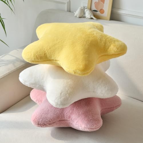 Star Pillow, Decorative Throw Pillows for Bed Couch, 19.6" Star Shaped Pillow Plush Floor Cushions Room Decor Pillow with Soft Faux Rabbit Fur for Sofa Bedroom Living Room