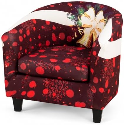 NILUOH Christmas Bells Club Chair Slipcover Stretch Tub Chair Cover Barrel Chair Covers Armchair Covers Sofa Cover Furniture Protector for Living Room