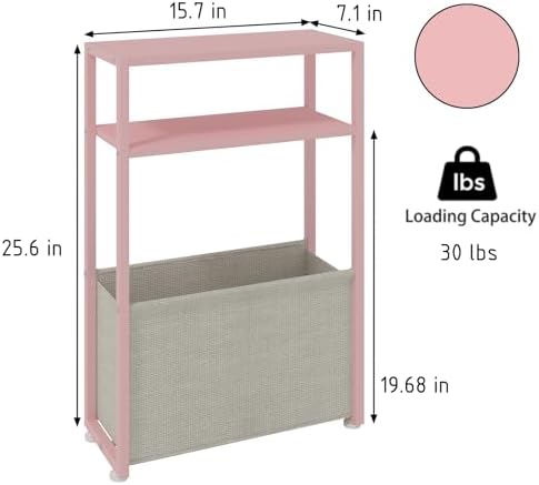 Leomonio Narrow Side Table, Slim Night Stand with Magazine Rack