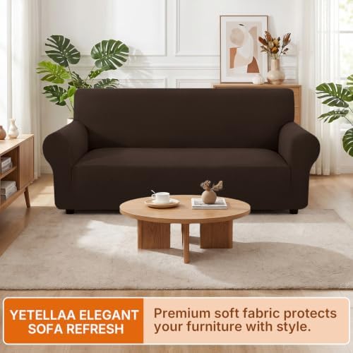 XINEAGE Stretch 2 Seater Slipcover, Non-Slip Pet Couch Cover,Dark Coffee