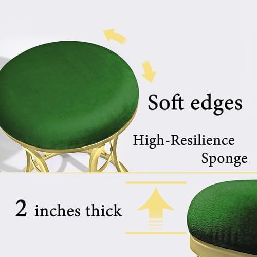 Vanity Chair, Small Velvet Vanity Stool & Ottoman Bench for Bathroom, Dorm